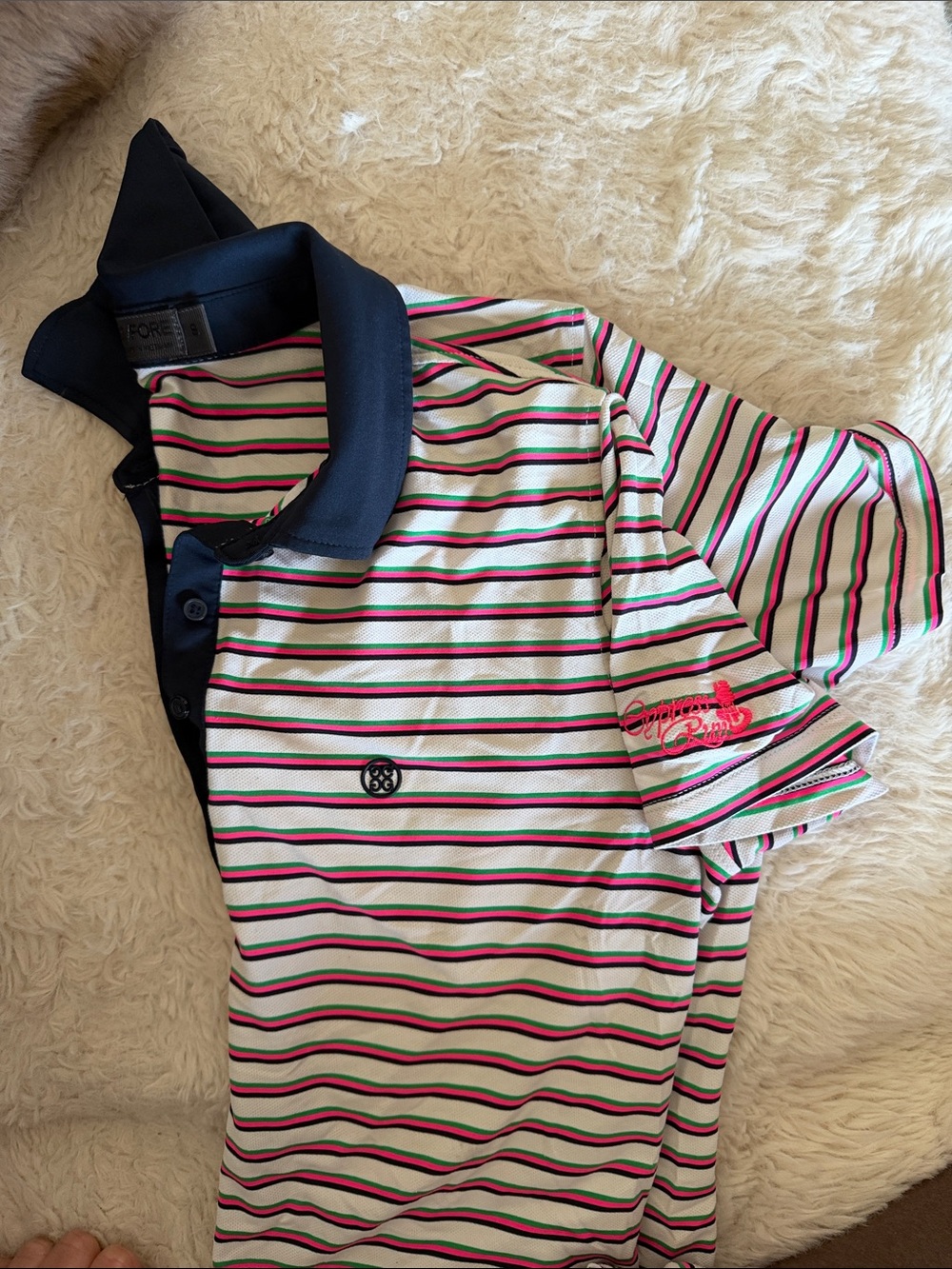 G/FORE Womens Perforated Jersey Stripe Golf Polo SIZE SM - Picture 4 of 4
